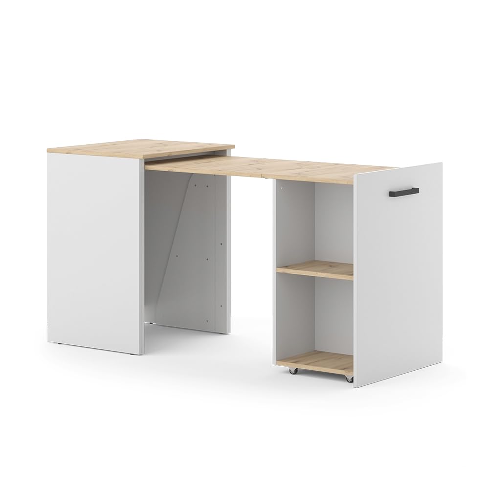 Vicco Scrivania Adam, Greige/​rovere artigianale, 60 x 50.4 cm Estensibile, con superficie aperta per riporre materiale da scrittura