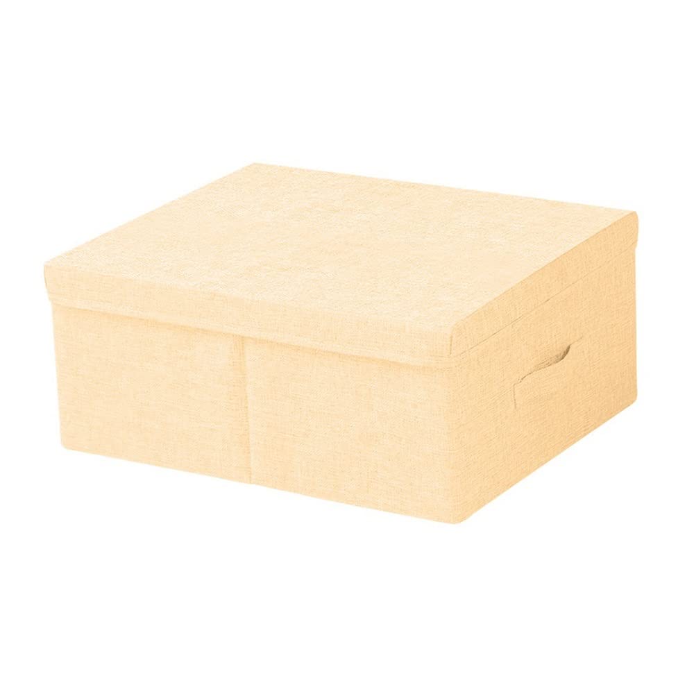 ETRGFTHU Clothes Storage Box Household Foldable Large Capacity Organizer Wardrobe Sundries Bin Dust-proof Storage Under The Bed Strong and Sturdy(Beige,41cm*24cm*17cm)