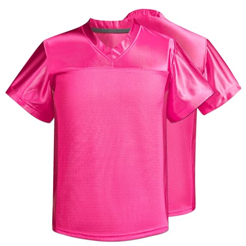 Men's Blank Football Jersey, Adult Mesh Athletic Practice Football Shirts, Blank Football Jerseys for Adults S-2XL (US, Alpha, XX-Large, Regular, Regular, Pink)