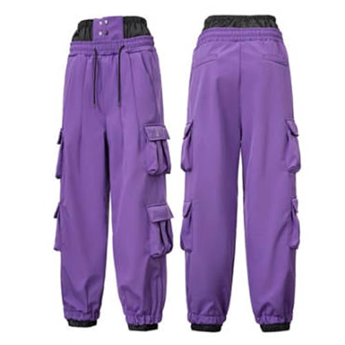 Generisch Pantalones de esquí para hombre, forro polar, térmicos, pantalones de nieve para mujer, impermeables, unisex, con varios bolsillos, tallas grandes, pantalones de snowboard que realzan la - imagen 8