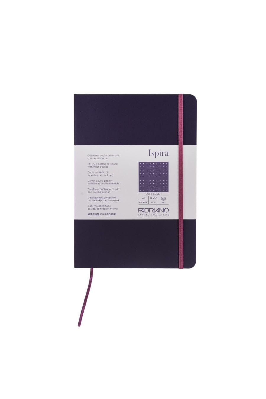 Fabriano Ispira Soft-Cover Notebook, 5.8" x 8.3", A5, Dotted, Purple