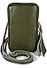 styleBREAKER Damen Leder Handy Umhängetasche mit genarbter Oberfläche, Reißverschluss, Echtleder Mini Bag 02012374, Farbe:Oliv