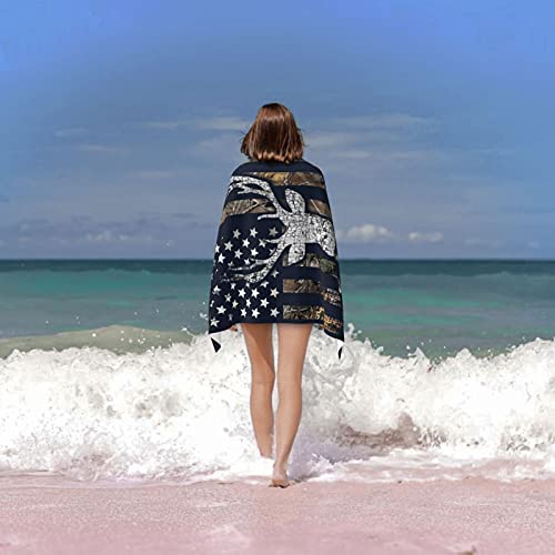Camo Deer American Flag Microfiber Beach Towels Oversized Soft Beach Blanket Absorbent Quick Dry Bath Towels Pool Towels Travel Beach Towels For Kids Adults #TOP6
