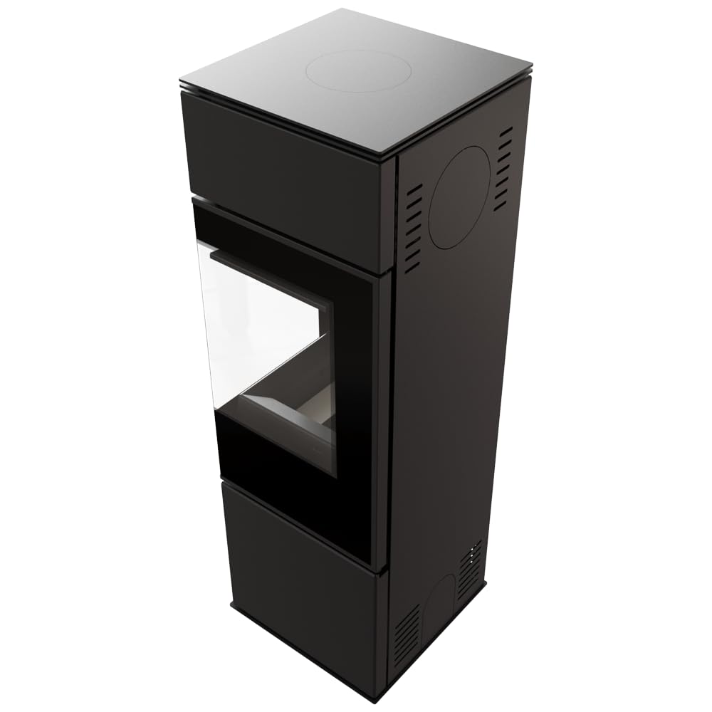 KRATKI Stufa a legna in acciaio REN 7,3 kW Ø150 destro A ECODESIGN 2 15a B | Acciaio nero, efficienza 80,2%, classe A. Ecodesign, BImSchV 2, Flamme Verte 7, Kratki PRO; per recupero calore.; S destra