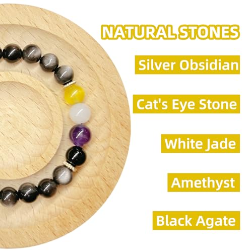 Pride Bracelets, Nonbinary Pride Bracelet for Nonbinary Pride Stuff Accessories Decoration Present (Real Natural Stone, Adjustable Size)2