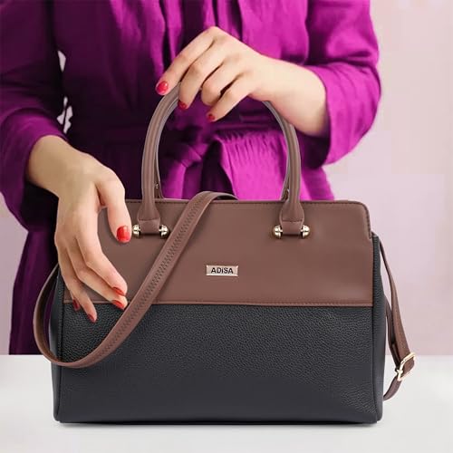 Image of Color Block Shoulder Handbag for Women - Stylish Crossbody Bag with Sling Belt, Ladies' Purse with Top Zipper Closure, Gift for Women and Girls (ADW4088)