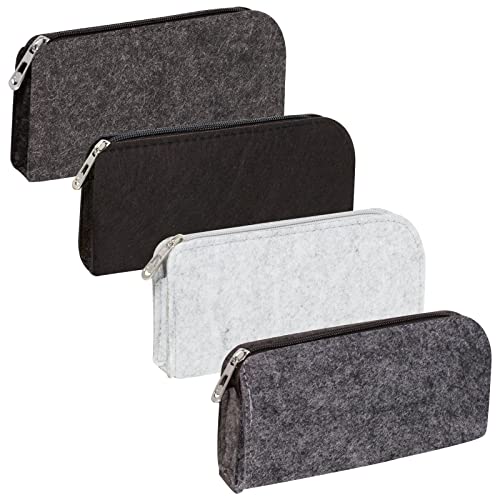 Gtwinsone 4 Stück Federmäppchen Filz Mäppchen Multifunktions Briefpapier Beutel mit Reißverschluss kosmetiktasche Filz Rohling für Stifte Bleistifte Leuchtmarker Markierungen Andere Schulbedarf (Grau) Cover