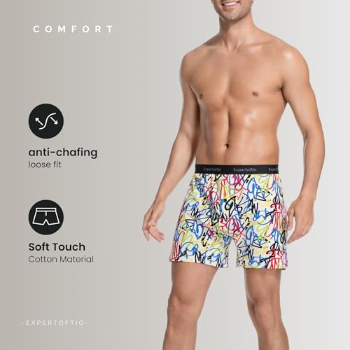 Cotton Boxers for Men Loose Fit Men's Underwear Boxer Shorts Soft Mens Boxer Pack, Breathable, Button Fly, Knit3