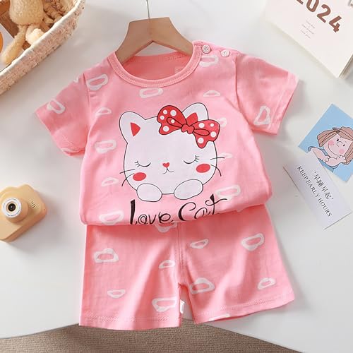 Toddler Boys 2 Piece Outfit Printed Cartoon Cotton Pullover Tops 2pc Set Soft Lightweight Short Sleeve3