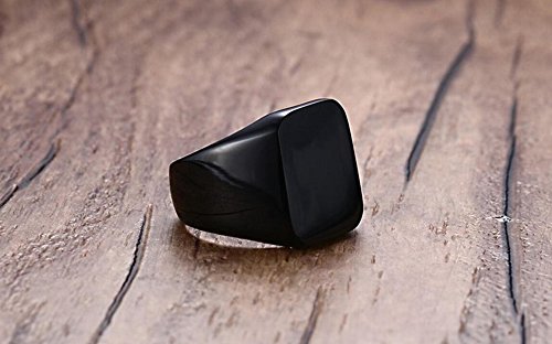 Image of Signet Biker Rings Solid Polished Stainless Steel Ring for Men Size 7-15,Black Gold Silver Great Gift