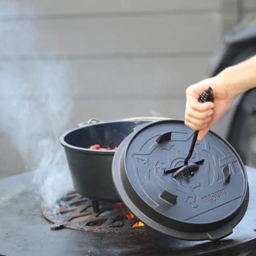 BBQ-Toro Dutch Oven Série émail | émaillé | casserole en fonte | cocotte avec lève-couvercle, casserole en fonte, casserole à feu, casserole (DO45E - 4,2 litres, casserole avec pieds) – Image 3