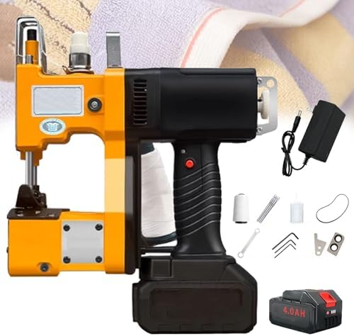 Handheld Electric Bag Closer Sewing Machine with 2 Batteries, Ideal for Burlap, Canvas, Feed, Rice & Kraft Paper Bags - Portable and Efficient Closing Tool