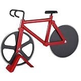 Toskope Cortador Pizza, Bicicleta Cortapizzas Acero Inoxidable con Soporte, Doble Cortador de Pizza, Utensilios de Cocina que se pueden Utilizar Para Cortar Pizza,Adecuado para Ccocina, Fiestas(Rojo)