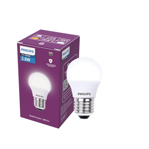 Image of PHILIPS 2.8W LED Frosted Candle Bulb | Cool White 6500K | E27 Base | Energy Efficient Decorative LED Light | Long Life & Instant Brightness | Pack of 1