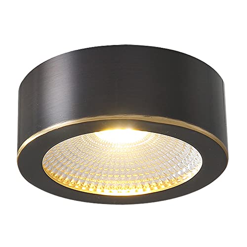 Foco empotrable de latón 3W7W9W COB para sala de estar, accesorios de iluminación para techo, lámpara de ojo de buey montada, luz cálida de 3000 K, focos decorativos