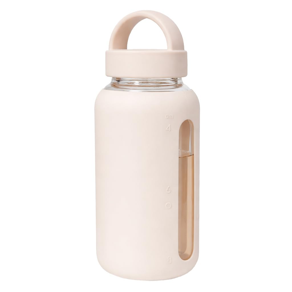 FunBlast Borosilicate Glass Water Bottle with Silicon Sleeve (800 Ml) - Airtight Lid, Leak Proof | Silicon Cap | Fridge Water Bottles for Home, Office & Gym (Beige)