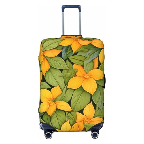 Yellow Flower Travel Luggage Cover for Suitcase Anti-Scratch Fashion Suitcase Protector Washable Elastic Baggage Covers Fits 22-24 Inch Luggage for Travel Beach Holiday