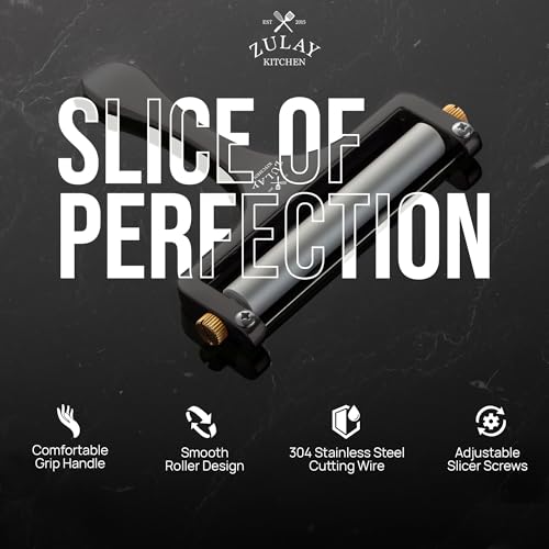 Image of Zulay Kitchen Stainless Steel Wire Cheese Slicer - Adjustable Hand Held Cutter with 2 Extra Wires - Premium Cheese Shaver For Mozzarella, Cheddar, Gruyere - Black