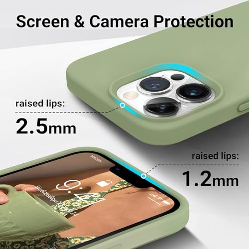 Image of Back Cover for iPhone 13 Pro Case,[Military Shockproof Protection] Liquid Silicone Case with [Soft Anti-Scratch Microfiber Lining for iPhone 13 Pro (Matcha Green)