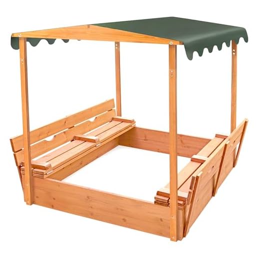 Badger Basket Covered Convertible Cedar Sandbox with Canopy and Bench Seats