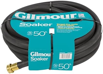 Gilmour 5/8" x 50' Round Weeper Soaker Hose for Garden Beds, Drip Irrigation Outdoor Hose, Flexible Garden Hose for Vegetable Gardens, Flower Beds, Lawns, and Orchards