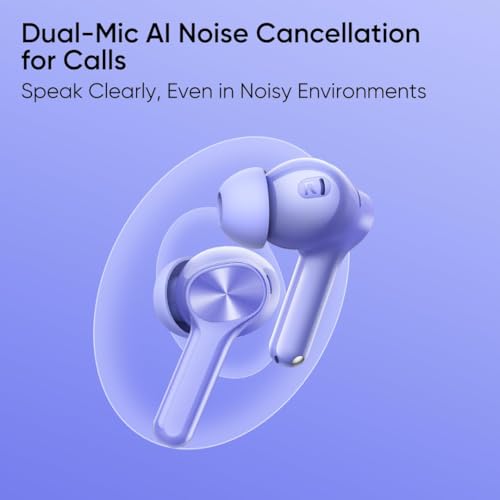 Image of realme Buds T200 Lite Bluetooth in Ear Earbuds,4 Mic, AI ENC for Calls,48 Hours Total Playback with Fast Charging and Low Latency Gaming TWS, Google Fast Pair, with mic - (Purple)
