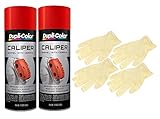 Dupli-Color Red Caliper Paint (12 oz.) Bundled with 2 Pairs of Latex Gloves (4 Items)