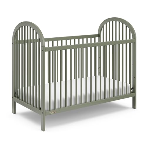 Graco Olivia Convertible Crib (Olive) – GREENGUARD Gold Certified, 100% Solid Wood, Fits Standard Crib Mattress, Converts to Toddler Bed and Daybed, 4 Adjustable Mattress Heights