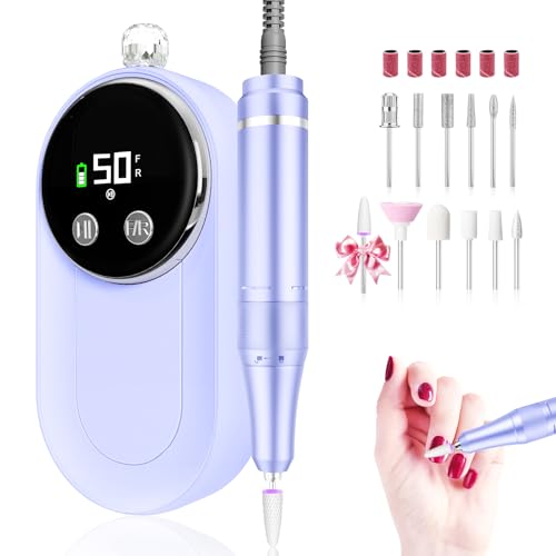 Image of FLORAVIC Professional Nail Drill, 50000RPM High-Performance Rechargeable Electric Nail File for Fast Acrylic/Gel Removal & Shaping, E File with Bits & Anti-Slip Pad for Home & Salon Use, Perfect Gift