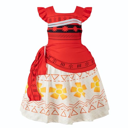 Vestido Princesa Auggle Girls Rojo con Mangas Flutter miniatura 2
