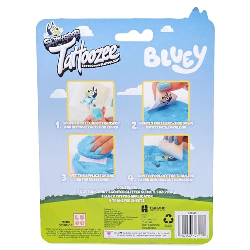 SLIMYGLOOP Tattoozee, Bluey Tattoo Transfer Slime Kit, Sensory Play for Kids Ages 6+, Cotton Candy Scented, Glitter Texture - image 8
