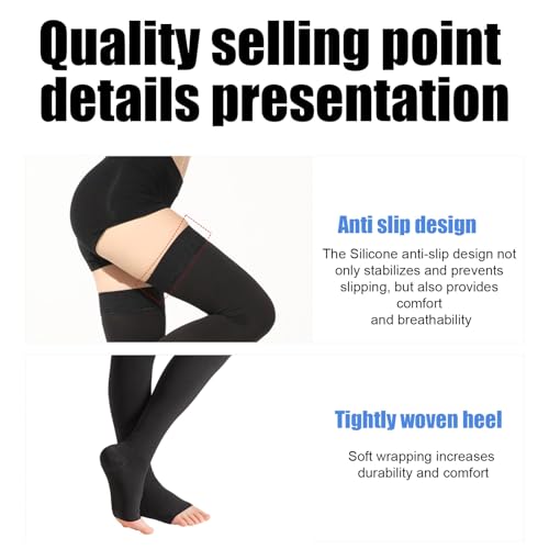Image of 20-30 mmHg Thigh High Compression Socks for Women and Men,Toeless Compression Stockings,Leg Compression Sleeve,Varicose Veins Treatment,Over the Knee Compression Socks for Travel Flight Pregnant.
