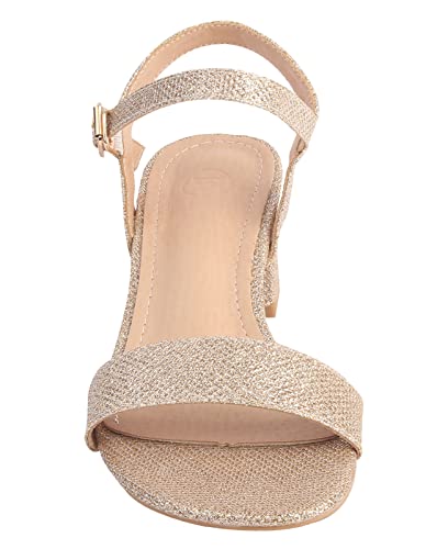 DADAWEN Women's Open Toe Ankle Strap Glitter Low Block Chunky Heels Sandals Dress Pumps Shoes4