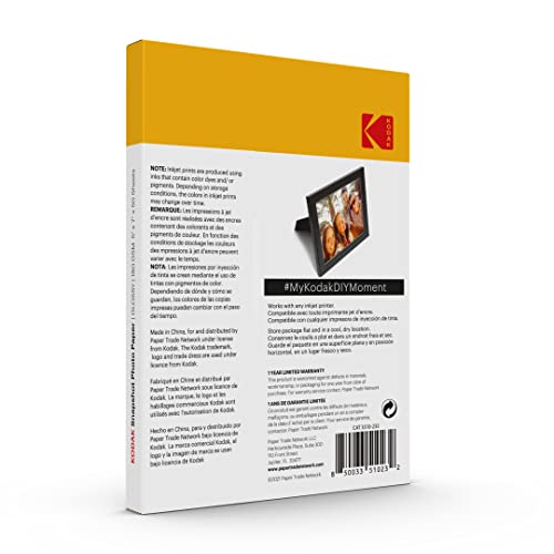 Kodak Photo Paper Gloss 5 X 7 Snapshot 50 Count, 48Lb-180 G/M 2 - 8.5Mil (41307) #TOP1