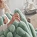 KORBLISS Faux Fur Throw Blanket for Couch, Cozy Warm Plush Striped Blanket for Sofa Bedroom Living Room, 50x60 Inches Sage Green