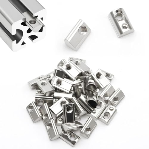 LINTRA 50 Piezas Tuercas M8 Ranura 10 T con Ranura Esférica, 45-Serie M8 Tuerca de Ranura en T, Tuercas de Bola de Perfil, Tuerca Deslizante, para Impresoras 3D CNC Perfil en C, Estándar Europeo