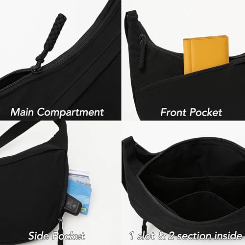 Shoulder Bags for Women, Crescent Crossbody Bag Slouchy Tote Handbags Multi-Pocket Hobo Sling Purse for Travel Work Shopping4