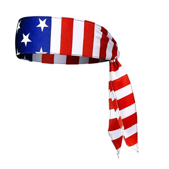 Image of Red White and Blue American Flag Headband 4th of July Bandana Headband for Men and Women