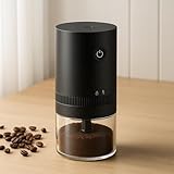 Moedor De Café Elétrico Premium Portátil, Ajustável, Recarregável USB, Com Rebarbas De Cerâmica, Compacto Para Viagens E Escritório Ideal para Espresso, Preto.