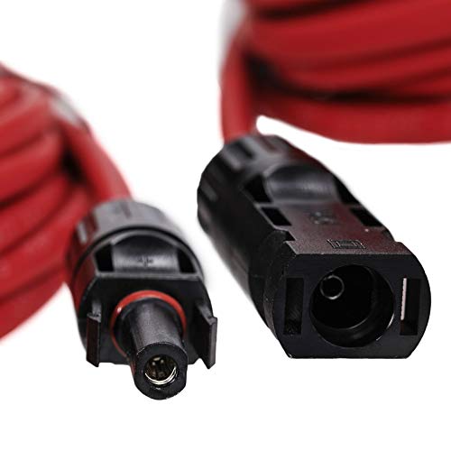 Carkio Solar Adaptor Cable,1 Pair Red + Black Waterproof 12Awg(4Mm²) Wire 5 Feet Solar Panel Extension Cable Wire With Female And Male Connectors Compatible With Solar & Wind Power Parts & Accessories #TOP7