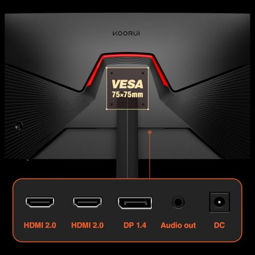 Image of KOORUI 27 Inch Gaming Monitor 240hz, 1ms, FHD 1920x1080, 90% DCI-P3, 100% sRGB Color Gamut, Adaptive Sync Compatible, HDMI, DisplayPort, Black, GN02