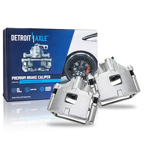 Image of Detroit Axle - Front & Rear Drilled Rotors Brake Pads Front Calipers Replacement for 2000-2005 Chevrolet Impala 2000-2004 Monte Carlo - 10pc Set
