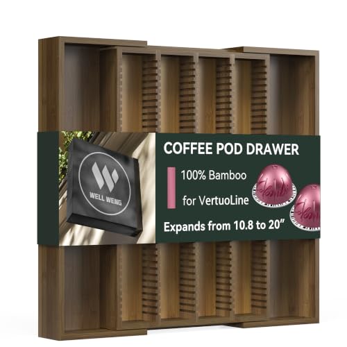 Image of Large Expandable Bamboo Coffee Pod Drawer Organizer