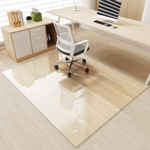 Image of [Tempered Glass] 50 inch x 60 inch Glass Office Chair Mat for Carpet