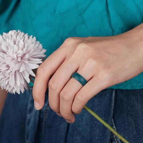 Image of Egnaro 4 /5 /8 Variety Multipack Ergonomic Breathable Bridal Rings Sets, 6mm Wide - 2mm Thick Rubber Wedding bands women, silicone Rings for her with Half Size