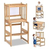 COSYLAND Torre de Aprendizaje Plegable 3 en 1 para niños, Elegante Torre de Aprendizaje antivuelco, Torre de Aprendizaje a Partir de 1 año (Natural)