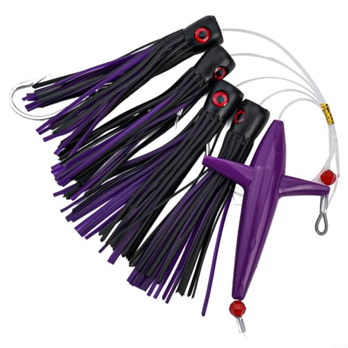 Trolling Fishing Lures, Feather Squid Bird Trolling Lure, Daisy Chain Bird Feather Teaser for Fishing with Rigged Hook, Rigged Tuna Catcher For Big Game Fishing(C5)