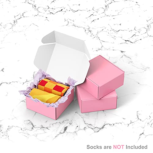 Image of 50 Pack 4 inchx4 inchx2 inch Shipping Boxes, Corrugated Cardboard Small Box Mailer, Shipping Boxes for Small Business for Gift Packing- TONESPAC (4 inchx4 inchx2 inch, Light Pink)