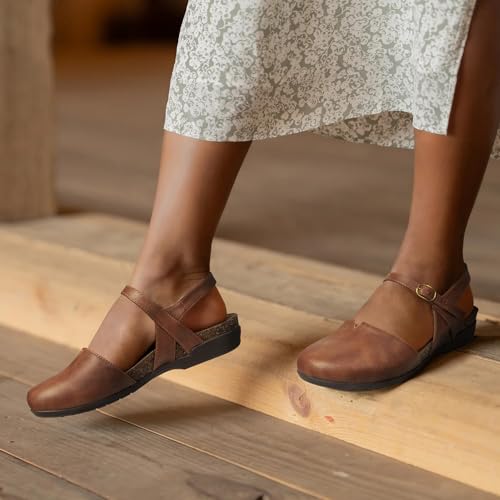 PARTY Closed Toe Sandals Women, Barefoot Arch Support Flat Sandals for Office Work and Travel with Comfortable Cork Footbed4