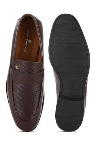 Image of Louis Philippe Men Premium Leather Breathable Lining Material Anti Slip with Heel TPR Sole Formal Slip-on Shoes